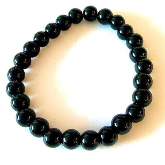 NWOT Onyx Beaded Stretch Bracelet For Men & Women 8mm Beads 7.48” Stretch - Picture 4 of 4